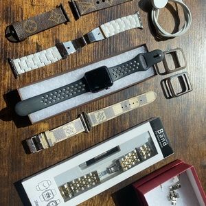 Apple Watch Nike+ Series 3 GPS 38mm Space Gray Sport + 4 luxury bands & cases LV